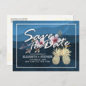 Weddenschap Save the Date Modern Gold Pineapple Co Aankondigingskaart (Voorkant / Achterkant)