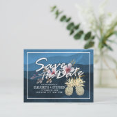 Weddenschap Save the Date Modern Gold Pineapple Co Aankondigingskaart (Staand voorkant)