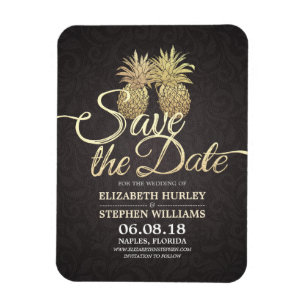 Weddenschap Save the Date Modern Gold Pineapple Co Magneet