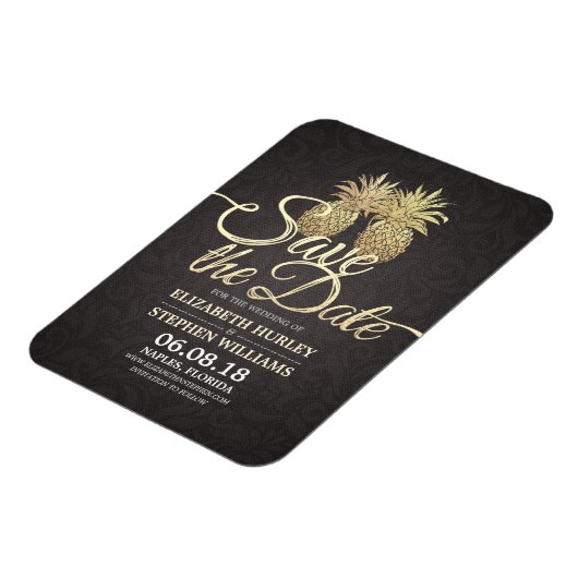 Weddenschap Save the Date Modern Gold Pineapple Co Magneet (Linkerzijde)