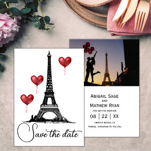 Weddenschap Save the Date Paris Eiffel Tower, ball Kaart