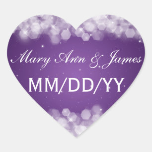 Weddenschap Save the Date Party Sparkle Paars Hart Sticker
