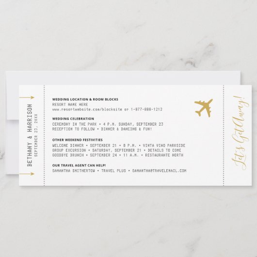 Weddenschap Save the Date Photo Boarding Pass (Achterkant)