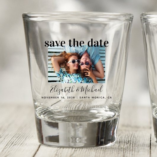 Weddenschap Save the Date Photo Custom Shot Glass Glas