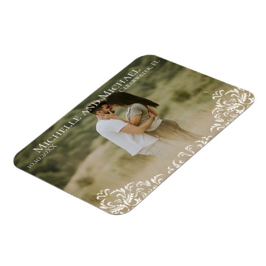 Weddenschap Save the Date Photo Elegant Calligraph Magneet (Linkerzijde)
