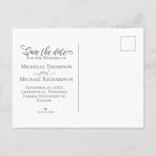 Weddenschap Save the Date Photo Elegant Modern Lov Aankondigingskaart (Achterkant)