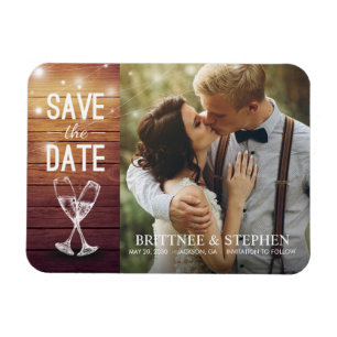Weddenschap Save the Date Photo Magnet Champagne G Magneet