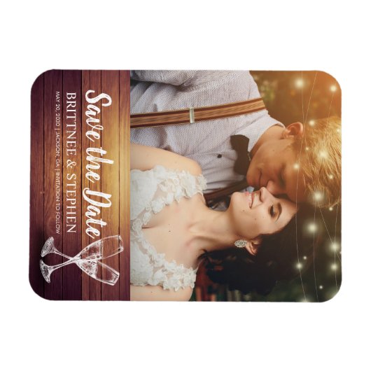 Weddenschap Save the Date Photo Magnet Champagne G Magneet (Horizontaal)