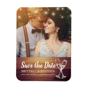 Weddenschap Save the Date Photo Magnet Champagne G Magneet