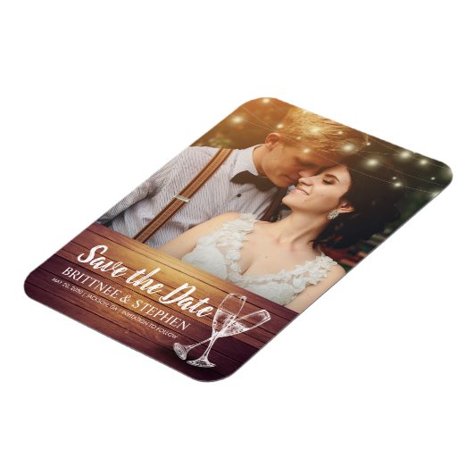 Weddenschap Save the Date Photo Magnet Champagne G Magneet (Linkerzijde)