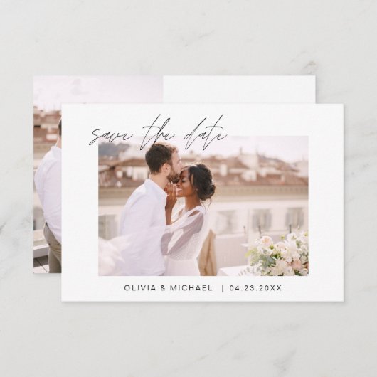Weddenschap Save the Date Photo Minimalist Simple (Voorkant / Achterkant)