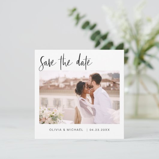 Weddenschap Save the Date Photo Minimalist Simple (Staand voorkant)