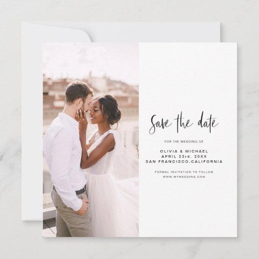 Weddenschap Save the Date Photo Minimalist Simple (Achterkant)