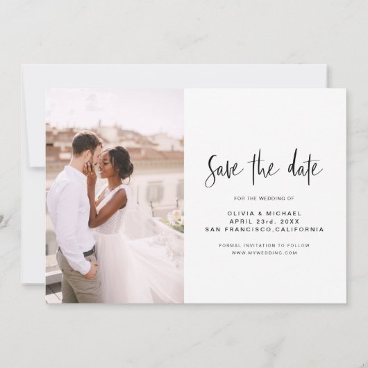 Weddenschap Save the Date Photo Minimalist Simple (Achterkant)