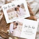 Weddenschap Save the Date Photo Minimalist Simple<br><div class="desc">Het huwelijk bewaart de Kaarten van de Datum die een foto op de voor en rug hebben. Sparen de kaarten van de Datum bevatten een moderne hand geschreven kromme manuscripttypografie die elegant,  eenvoudig en modern zijn om na u minimalistische eenvoudige trouwdag te gebruiken viering.</div>