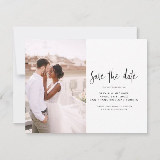Weddenschap Save the Date Photo Minimalist Simple (Achterkant)