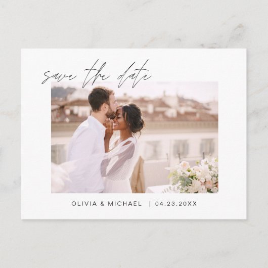 Weddenschap Save the Date Photo Minimalist Simple Aankondigingskaart (Voorkant)