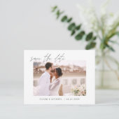 Weddenschap Save the Date Photo Minimalist Simple Aankondigingskaart (Staand voorkant)