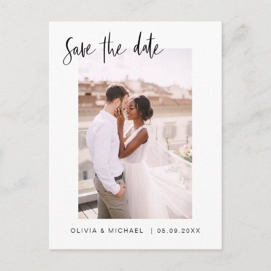 Weddenschap Save the Date Photo Minimalist Simple Briefkaart (Voorkant)