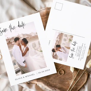Weddenschap Save the Date Photo Minimalist Simple  Briefkaart