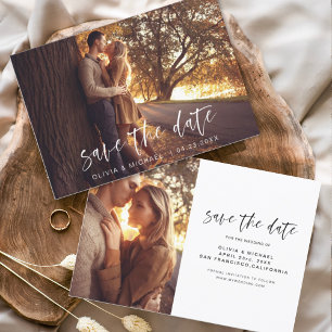 Weddenschap Save the Date Photo Romantic Minimalis