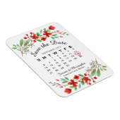 Weddenschap Save the Date Red Blossom Calendar Magneet (Rechterzijde)