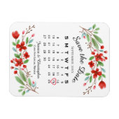 Weddenschap Save the Date Red Blossom Calendar Magneet (Horizontaal)