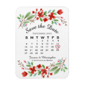 Weddenschap Save the Date Red Blossom Calendar Magneet (Verticaal)