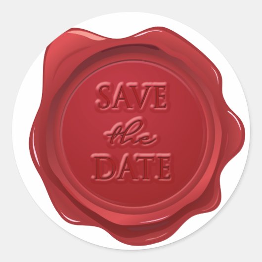 Weddenschap Save the Date Red Faux Wax Seal Effect Ronde Sticker (Voorkant)