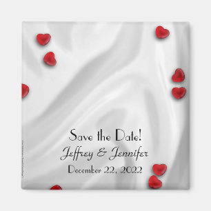 Weddenschap Save the Date Small Red Hearts Magnet