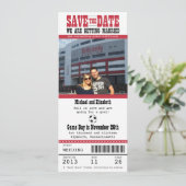 Weddenschap Save the Date Soccer Ticket (Staand voorkant)
