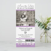 Weddenschap Save the Date Soccer Ticket (Staand voorkant)