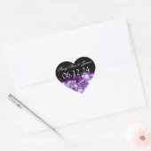 Weddenschap Save the Date Sparking Lights Paars Hart Sticker (Envelop)