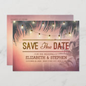 Weddenschap Save the Date Summer Beach Palm Light Aankondigingskaart (Voorkant / Achterkant)
