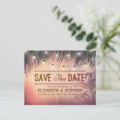 Weddenschap Save the Date Summer Beach Palm Light Aankondigingskaart (Staand voorkant)