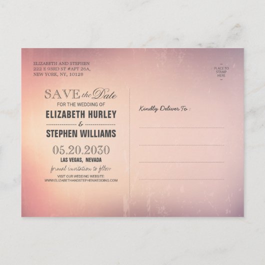 Weddenschap Save the Date Summer Beach Palm Light Aankondigingskaart (Achterkant)