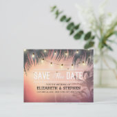 Weddenschap Save the Date Summer Beach Palm Light Aankondigingskaart (Staand voorkant)