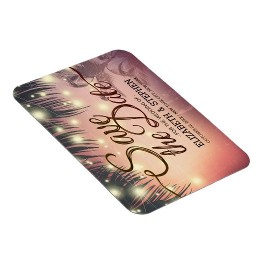 Weddenschap Save the Date Summer Beach Palm Light Magneet (Rechterzijde)