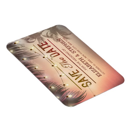 Weddenschap Save the Date Summer Beach Palm Light Magneet (Rechterzijde)