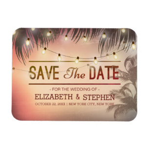 Weddenschap Save the Date Summer Beach Palm Light Magneet
