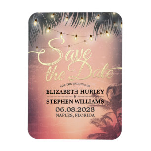 Weddenschap Save the Date Summer Beach Palm Light Magneet