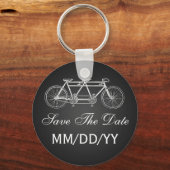Weddenschap Save the Date Tandem Bike Black Sleutelhanger (Voorkant)