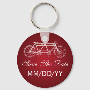Weddenschap Save the Date Tandem Bike Red Sleutelhanger