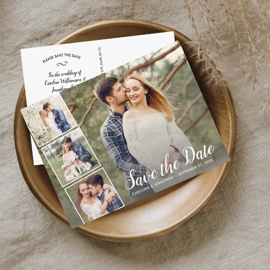 Weddenschap Save the Date Verloving Photo Collage Briefkaart