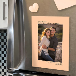 Weddenschap Save the Date Vertical Photo Coral Pea Magnetische Uitnodiging