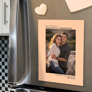 Weddenschap Save the Date Vertical Photo Coral Pea Magnetische Uitnodiging