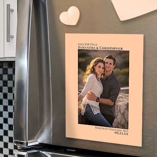 Weddenschap Save the Date Vertical Photo Coral Pea Magnetische Uitnodiging