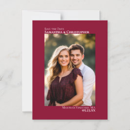 Weddenschap Save the Date Vertical Photo Cranberry Magnetische Uitnodiging