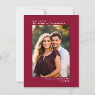 Weddenschap Save the Date Vertical Photo Cranberry Magnetische Uitnodiging
