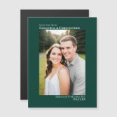 Weddenschap Save the Date Vertical Photo Emerald G Magnetische Uitnodiging (Voorkant / Achterkant)